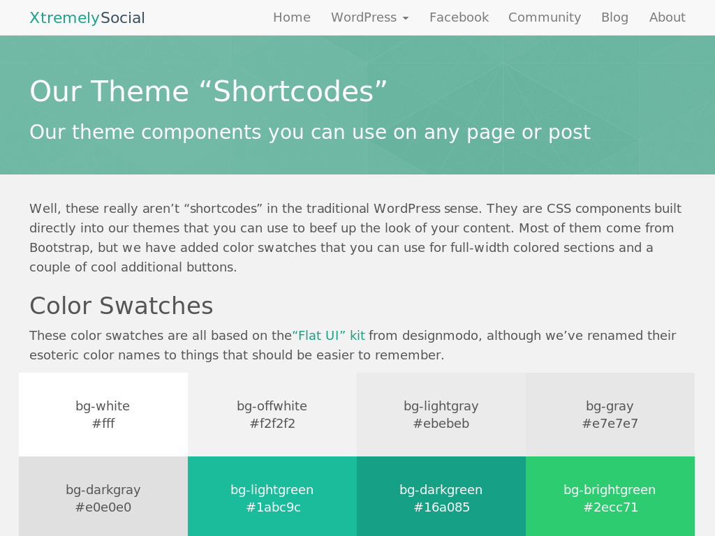 Screenshot of our shortcodes